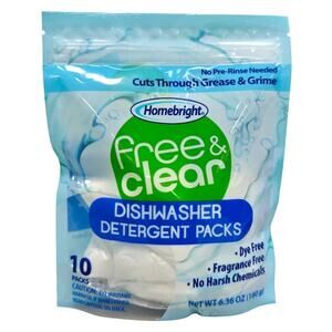 Homebright Free and Clear Dish Detergent, 10-pc. Pack